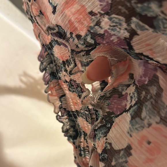 Colorful Pastel Floral Maxi Ruched Sundress w/ Puffed Sleeves Size Small - Picture 9 of 9
